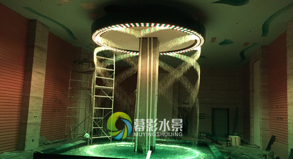 水景科技3.6米直径数控水帘，贵州六盘水国资企业展厅水幕系统项目